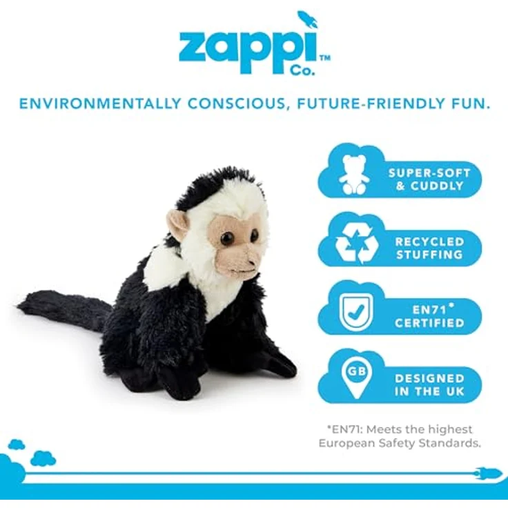Zappi Co Kapuzineräffchen Plüschtier, Weich gefüllt, 20-22CM, niedlichesSafari-Tier für Kinder, ideal zum Kuscheln und Spielen, Weihnachtsgeschenk – Bild 2