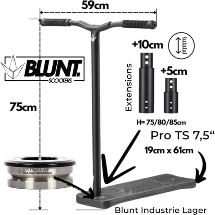 F26 Blunt TS Trampolin Stunt-Scooter I Roller Trick Trainer I Höhenverstellbar I Leicht (Orange Camo, 7.5 (75cm)) – Bild 2