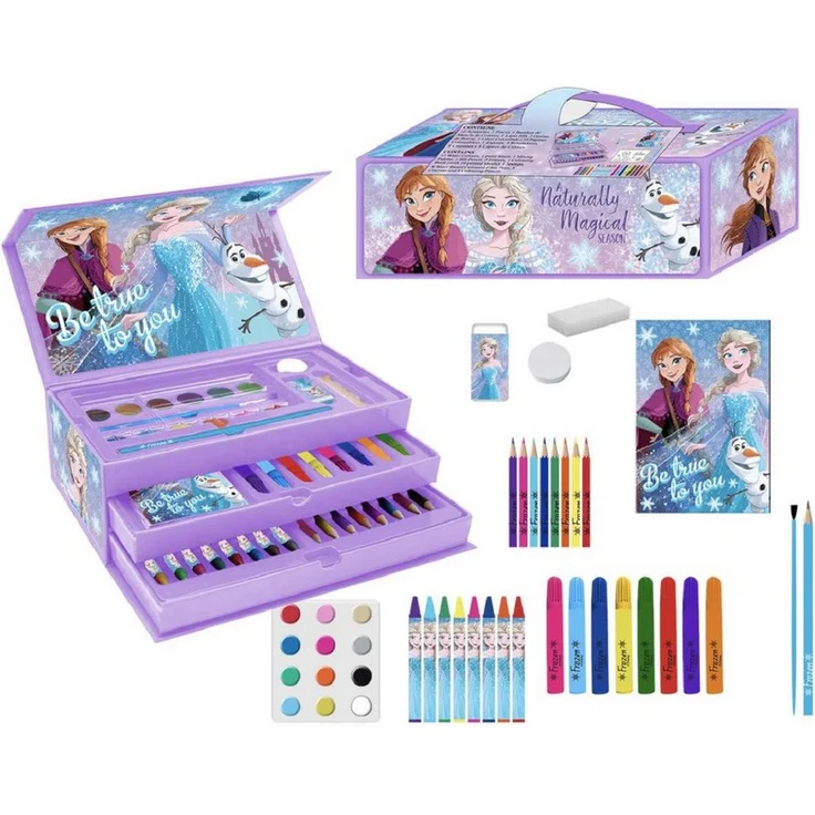 Cerda Disney Frozen Mal- und Zeichenkoffer, Kreativset mit Farbstiften, Radierer und Lineal für kreative Kinder – Bild 1