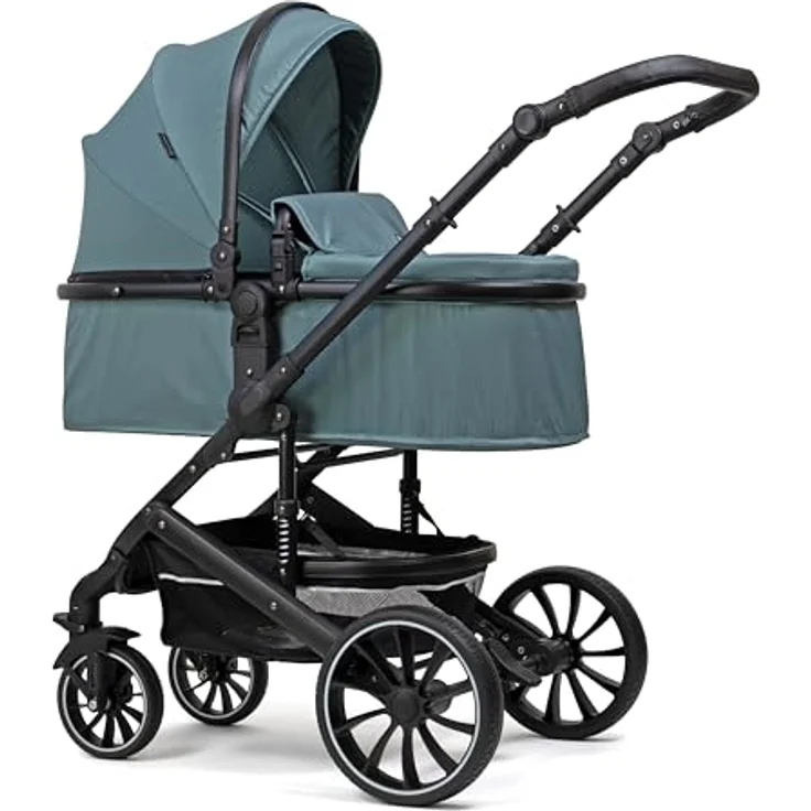 Pixini Kinderwagen Kalani 3in1 Kombikinderwagen, inkl. Babywanne & Buggy & Auto-Babyschale & Cupholder (glossy petrol) – Bild 2