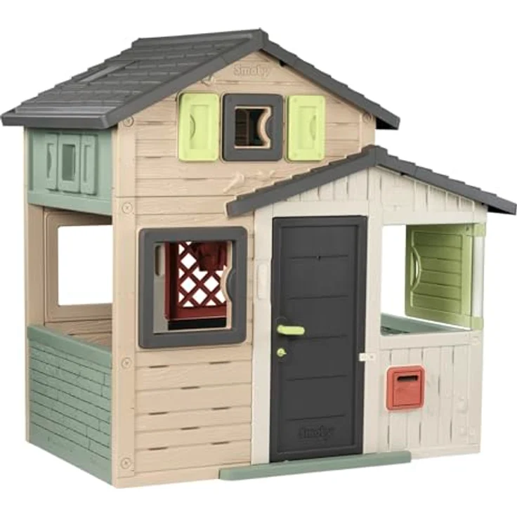 Smoby Life - Evo Friends Spielhaus, wetterfestes Outdoor-Kinderhaus mit 60% Recycling-Anteil, 114x162x175 cm, geeignet ab 3 Jahren – Bild 1