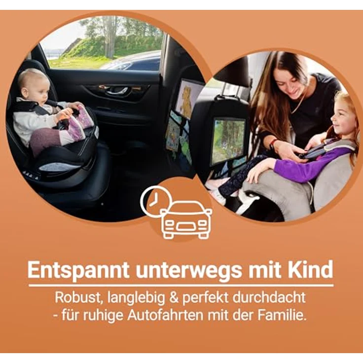 Zamboo Auto Organizer Kinder Rücksitz mit Tabletfach (bis 11") | Universal Rückenlehnenschutz & Aufbewahrung für Spielzeug & Snacks | Schwarz – Bild 2