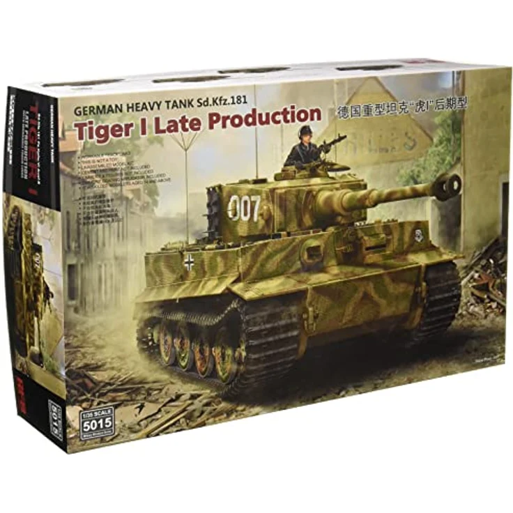 Rye Field Model Tiger I Spätproduktion, 1:35 Modellbausatz aus Kunststoff mit detaillierten Panzermerkmalen und Abziehbildern – Bild 1