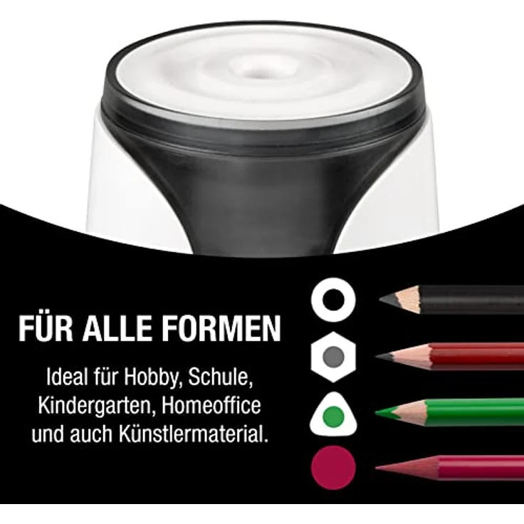 Jolly Herbert, elektrischer Anspitzer mit Autostopp-Funktion und wiederaufladbarem Akku, schwarz – Bild 6