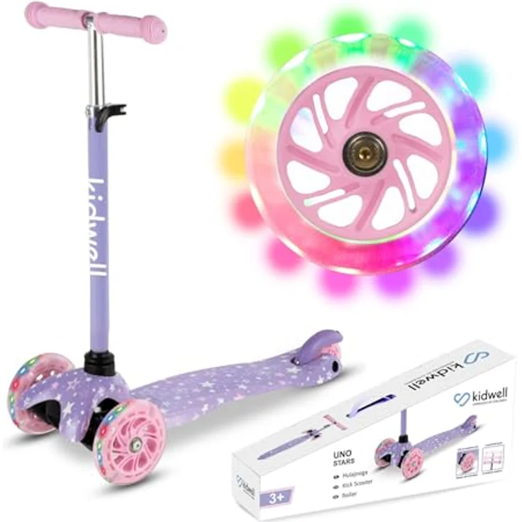 COIL Dreiradscooter, Kinderroller, Tretroller, Dreirad-Balance-Roller, Cityroller, ABEC-7-Lager, 3-stufige Lenkradverstellung, LED-Räder, Stars – Bild 3