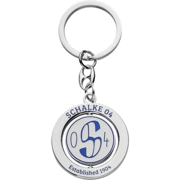 FC Schalke 04 Schlüsselanhänger , drehend aus Zamak, Emaille in weiß und blau – Bild 3