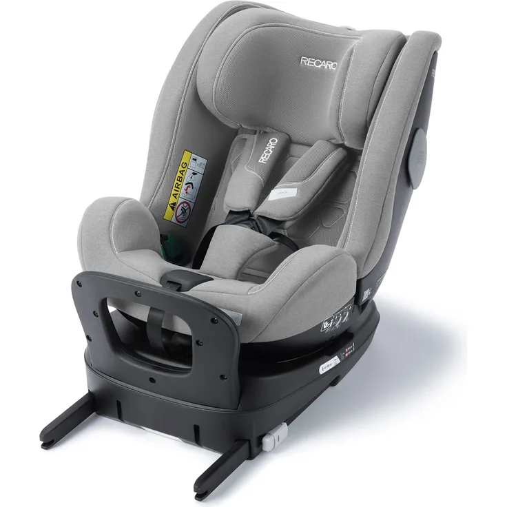 Recaro Reboarder-Kindersitz Salia 125 i-Size KID, drehbar mit Isofix-Basis - Carbon Grey, ab 3 Monate bis 7 Jahre, 360° Rotationsmöglichkeit, HERO-Sicherheitssystem