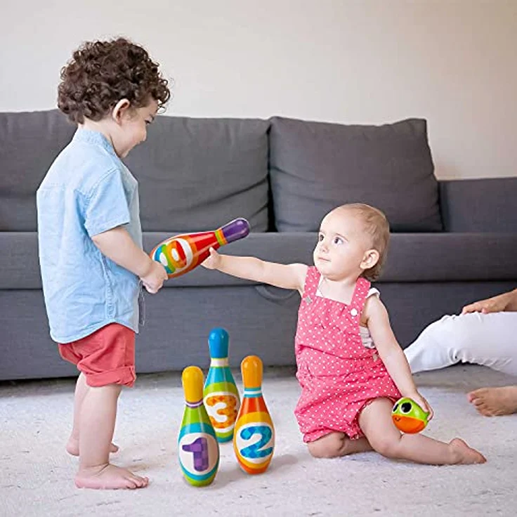 all Kids United® Kegelspiel für Kinder Bowling-Set XXL mit 10 weichen PU Kegeln und 2 Bällen; Pädagogisches Lern-Spielzeug für Drinnen & Draußen aus Schaumstoff (10er Set) – Bild 4