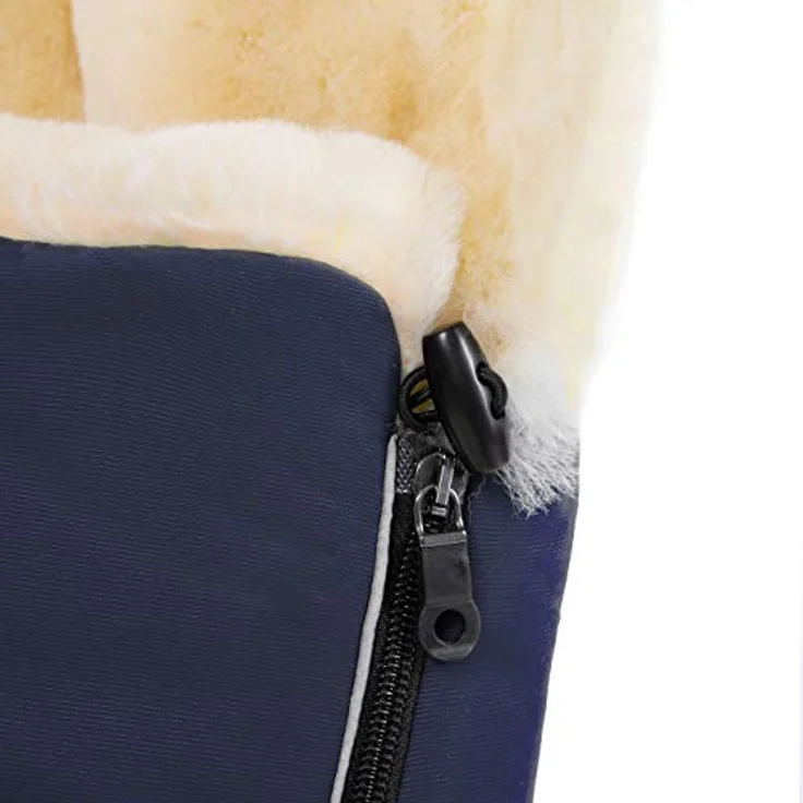 WERNER CHRIST BABY Lammfell-Fußsack FLIMS – kuscheliger Buggy-, Kinderwagen-Fußsack, aus medizinischem Fell, universal, in navy – Bild 5