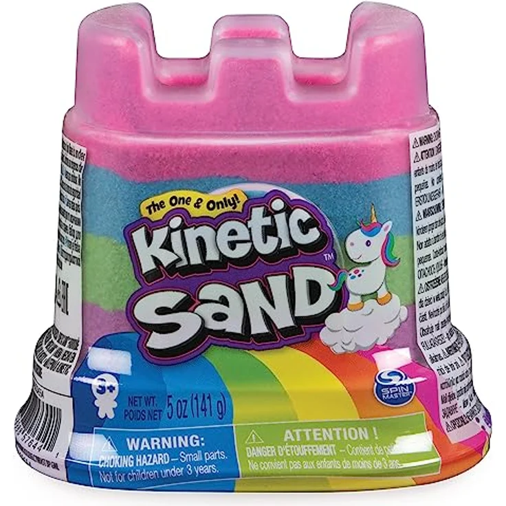 Spin Master Kinetic Sand Kreativset - Einhorn Burg Regenbogen, 141g in 4 Farben, für Kinder ab 3 Jahren – Bild 1