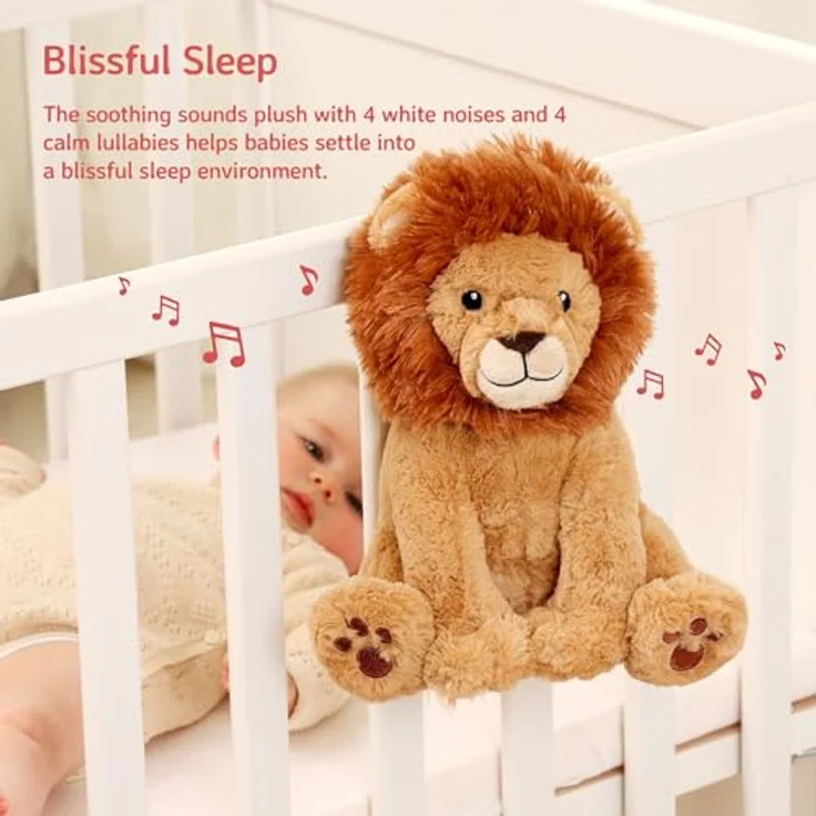 Cloud B Louis Lion™ Smart Sensor, Soundmaschine mit weißem Rauschen, 8 beruhigende Klänge, einstellbare Lautstärke, automatische Abschaltung, kuscheliges Stofftier – Bild 3