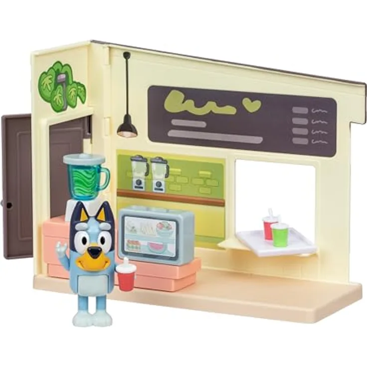Moose Toys BLUEY-Mini-Spielset S13: Let's Play Chef Saftbar mit 1 Bluey Figur, drehbarem Mixer und Zubehör für kreatives Spielen, 7,6 cm