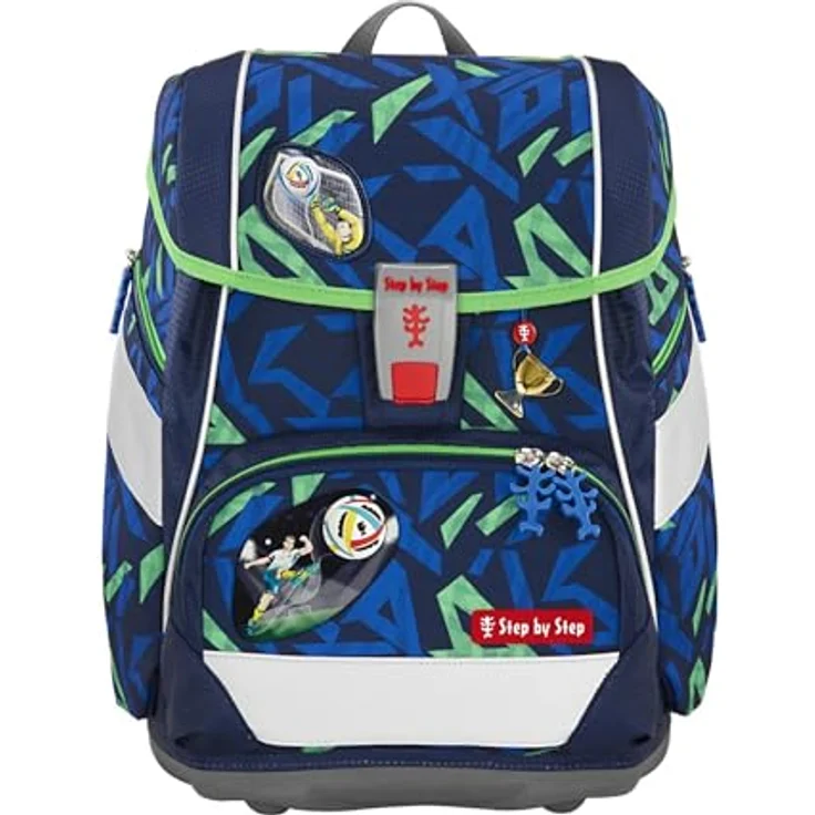 Step by Step Schulranzen-Set 2IN1 Plus "Soccer Ben" 6-teilig, ergonomischer Tornister, höhenverstellbar mit Hüftgurt, 19L, blau-grün – Bild 2