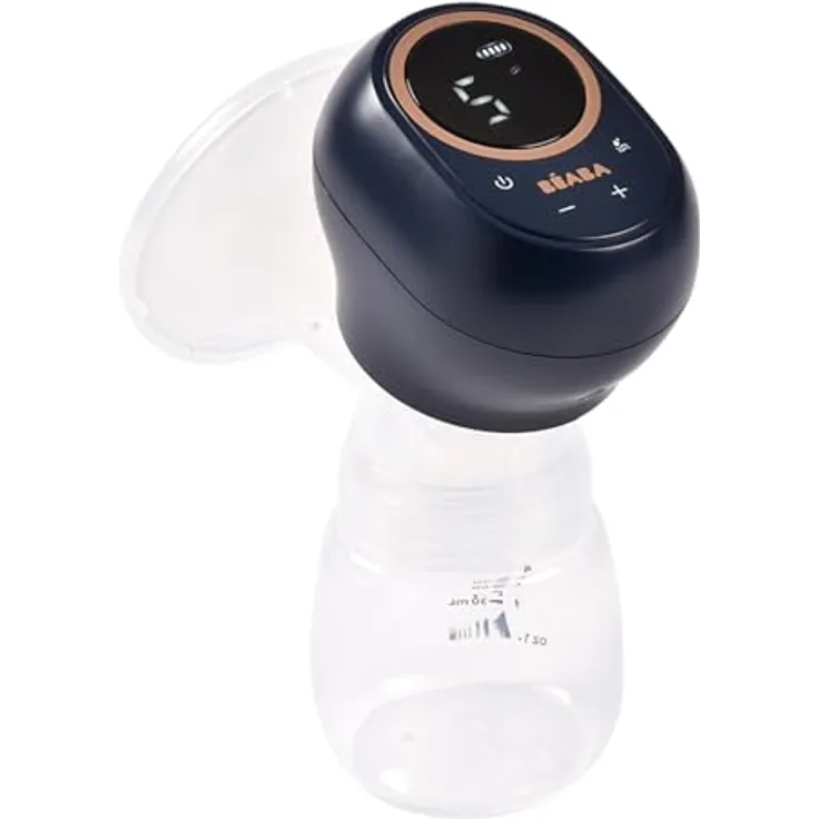 BÉABA Elektrische Milchpumpe, kabellos und leicht, 3 Modi, 9 Leistungsstufen, Geräuschlos, 180 mL Fassungsvermögen, Nachtlicht, Timer, Memory-Funktion, USB-C Ladefunktion, Night Blue