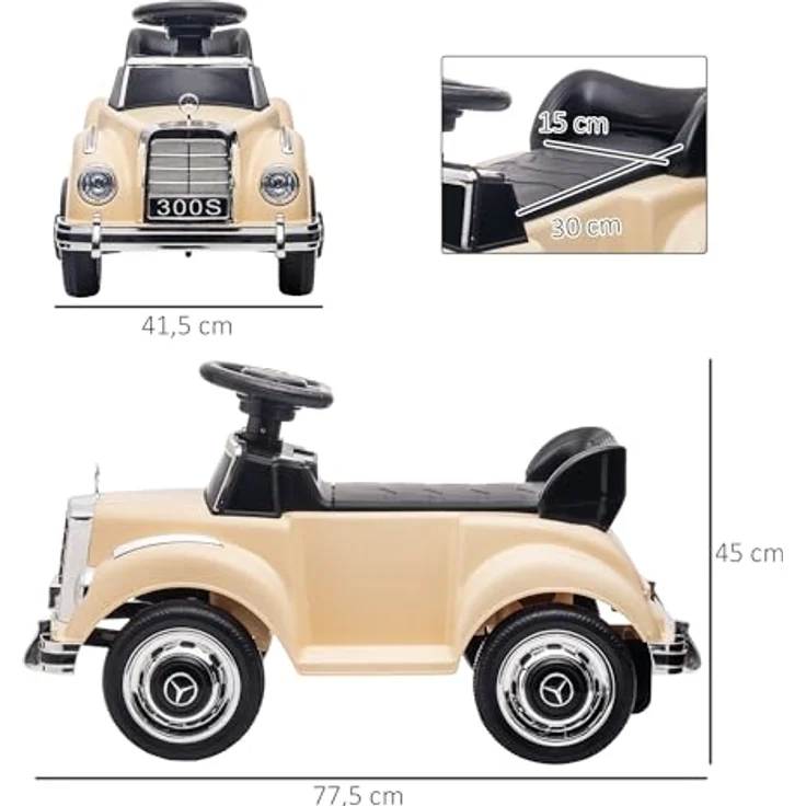 AIYAPLAY Rutschauto, Kinderfahrzeug mit Stauraum und Kippschutz, Beige, 77,5 x 41,5 x 45 cm – Bild 5