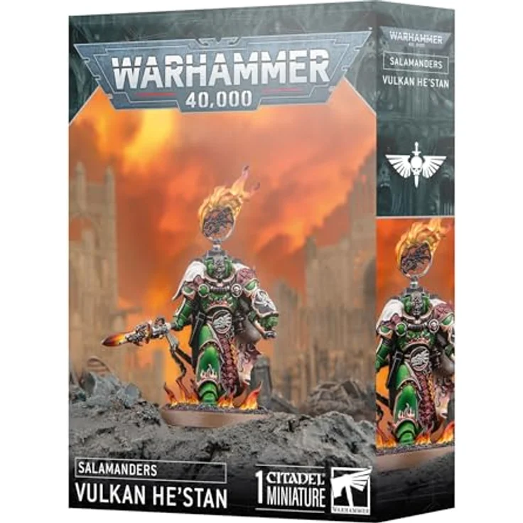 Games Workshop Vulkan He'stan, Modellkit für Warhammer 40.000 mit 16 Teilen, 40mm Citadel-Rundbasis, zwei Kopfoptionen, Salamander-Details – Bild 2