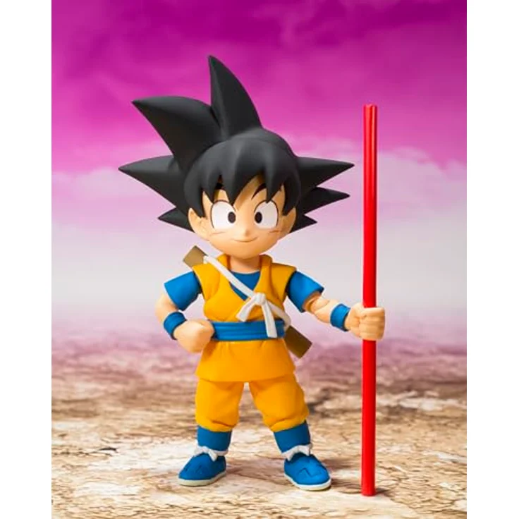 TAMASHII NATIONS Dragon Ball DAIMA, Son Goku (Mini) S.H.Figuarts Actionfigur, ca. 7,1 cm groß mit Ersatzteilen und einzigartiger beweglicher Struktur – Bild 2