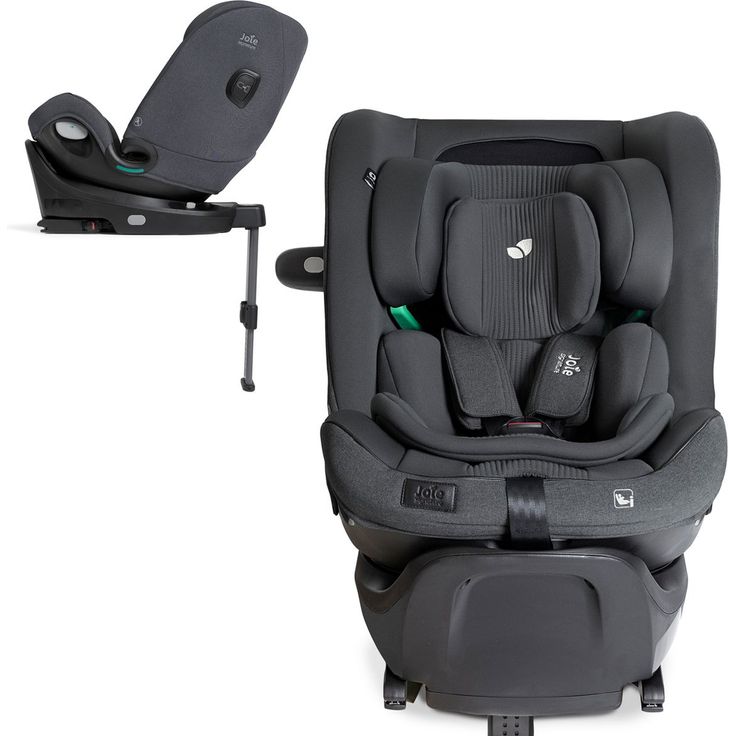 Joie Signature Reboarder-Kindersitz i-Spin XL i-Size 360° drehbar ab Geburt - 12 Jahre (40 cm -150 cm) inkl. Sitzverkleinerer & Isofix-Basis - Ebony - Mit 360°-Drehfunktion und i-Size-Zertifizierung