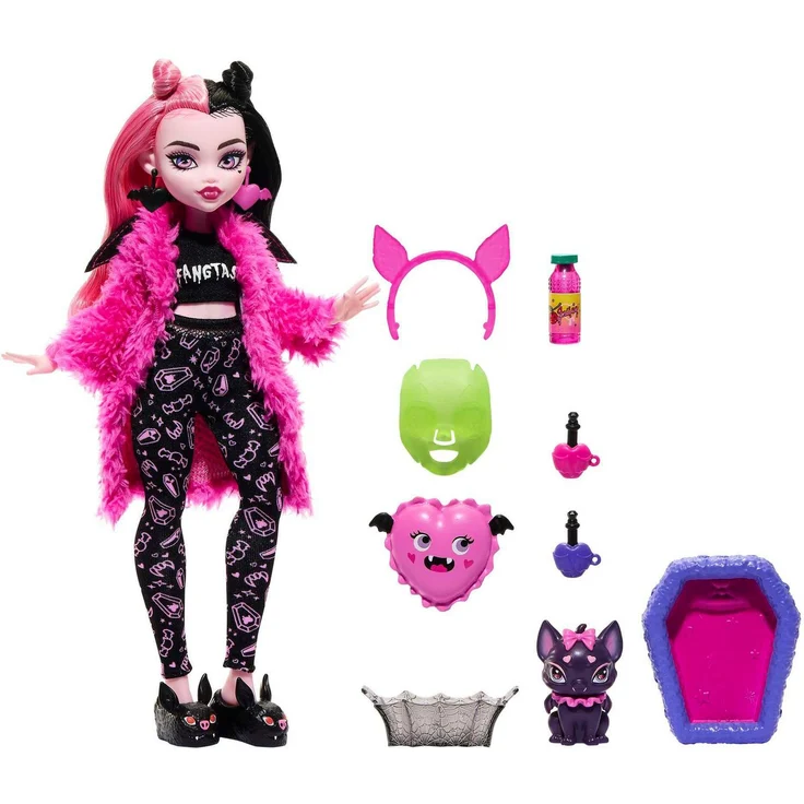 Mattel® Anziehpuppe Monster High, Creepover Draculaura - Schaurig schöne Pyjamaparty – Bild 1