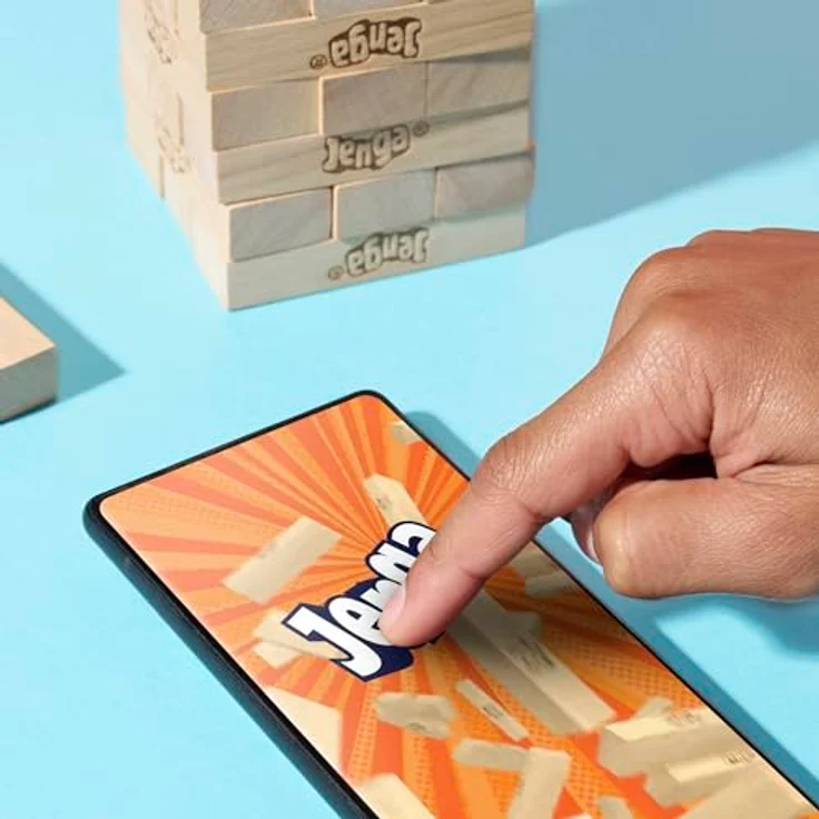 Hasbro Jenga Spiel, mit digitalem Würfel und kostenloser Web-App, klassisches Holzspiel für 2-4 Spieler, ab 6 Jahren – Bild 3