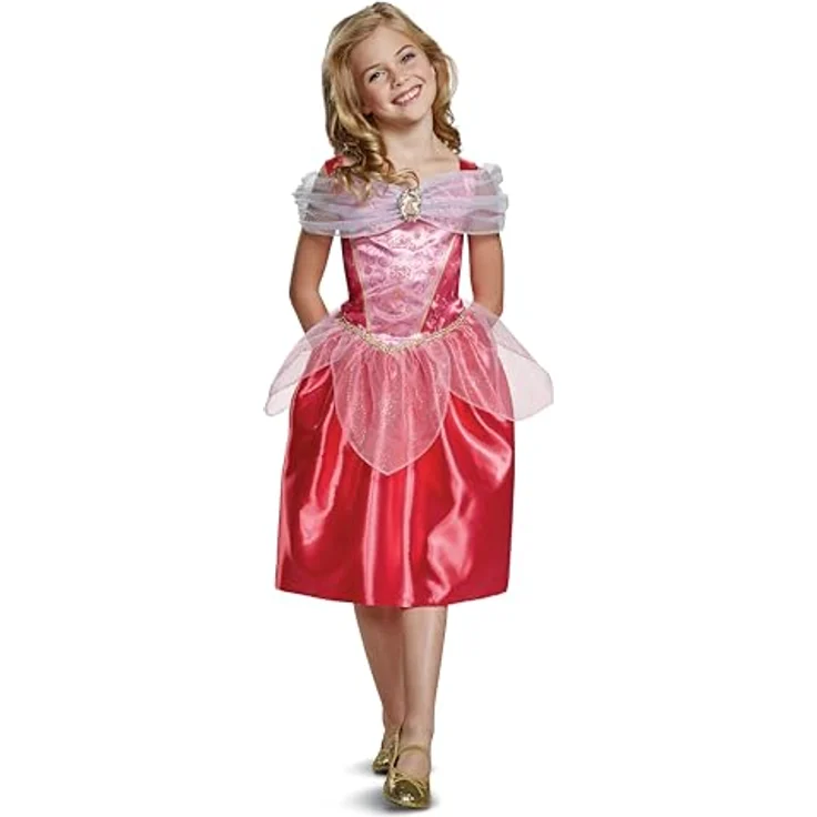Disguise Disney Princess Aurora Kinderkostüm Classic XS (3-4), Offiziell lizenziert, Schimmerndes Oberteil und Schößchenrock – Bild 1