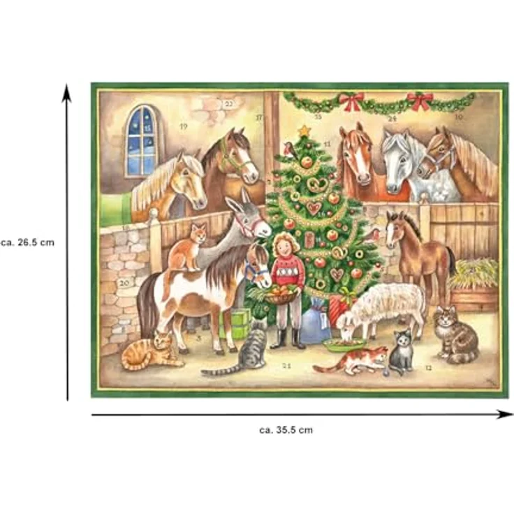 Richard Sellmer Verlag Adventskalender "Im Pferdestall", nostalgisch mit Glitzer und Glimmer, ca. 35 x 26,5 cm – Bild 3