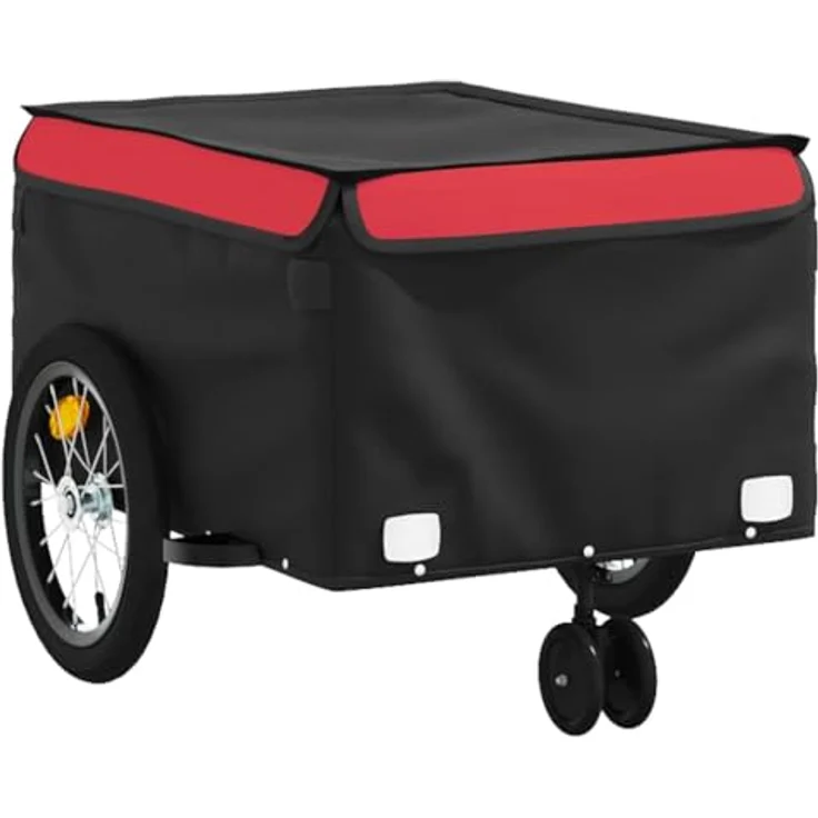 vidaXL Fahrradkinderanhänger Fahrradanhänger Schwarz und Rot 45 kg Eisen, Robustes Material, Praktisches Design, Maximale Tragfähigkeit – Bild 7