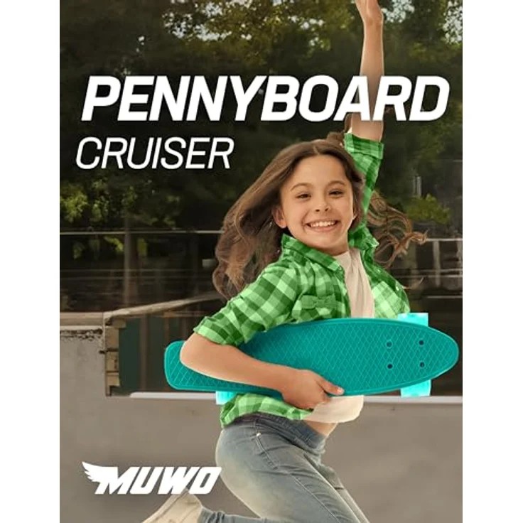 MUWO Cruiser Penny Board Mini Skateboard im Retro-Stil mit PU-Rädern, 55 cm Länge für Anfänger und Profis (gelb) – Bild 3