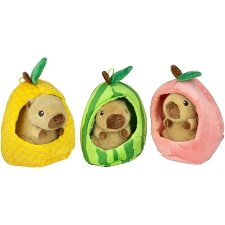 Soma Capybara Plüschtier Kuscheltier 22cm, braun im Früchte-Versteck Wassermelone, herausnehmbar für Rollenspiele – Bild 5
