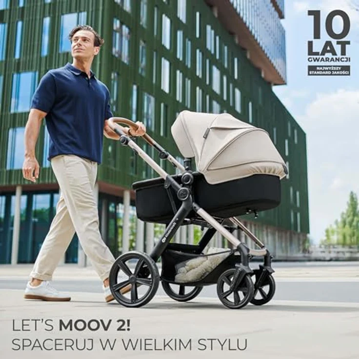 Kinderkraft MOOV 2, 4-in-1 Kombi-Kinderwagen-Set mit wendbarem Sitz & Wanne, Babyschale MINK PRO i-Size, Isofix-Base, Wickeltasche & Zubehör - Sand Beige, inklusive Gratis Mobilitätsgarantie – Bild 3