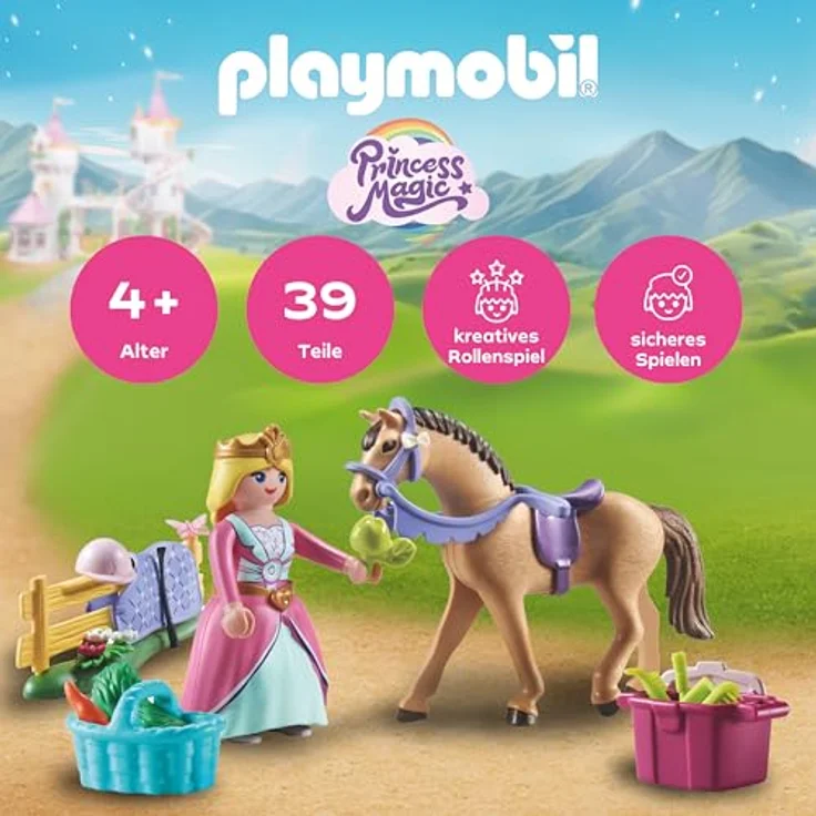 PLAYMOBIL 71801 Prinzessin mit Pferd, abnehmbarer Rock und elegantes Design aus der Princess Magic Reihe – Bild 2