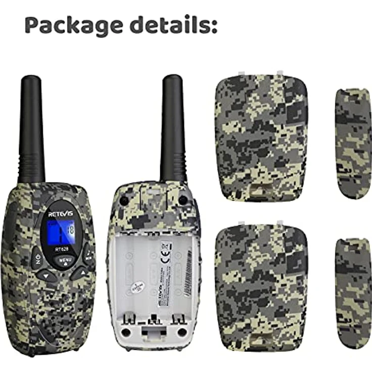 Retevis RT628 Walkie Talkie Kinder, Große Reichweite Funkgerät, Einfache Handhabung PMR446 Spielzeug ab 3-12 Jahre, Spy Gear, Reisen, 1 Paar, Tarnung – Bild 8