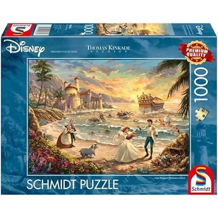 Schmidt Spiele 58036 Thomas Kinkade, Disney, The Little Mermaid Celebration of Love, 1000 Teile Puzzle, bunt – Bild 1