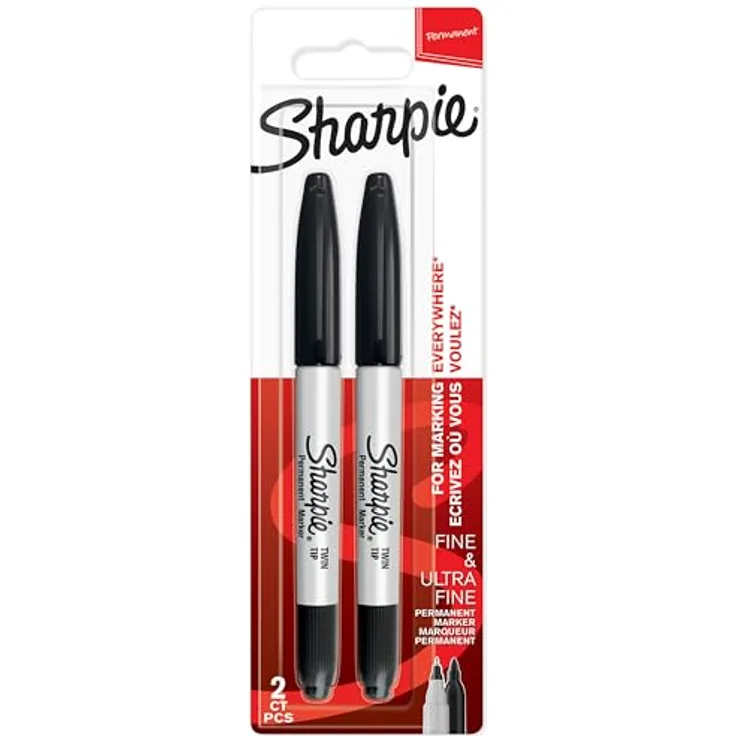 SHARPIE Doppelseitiger Permanent Marker | Marker Stift mit Doppelspitze (Fein & ultrafein) | schwarze Tinte | 2 Stück