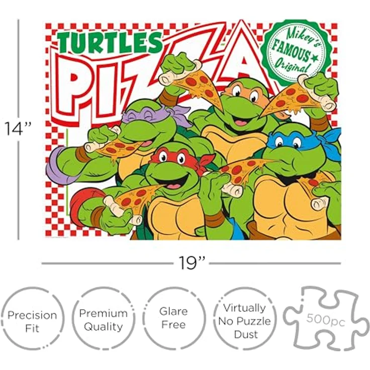 AQUARIUS TMNT Pizza Puzzle, 500 Teile Puzzlespiel mit blendfreier Oberfläche, Präzisionspassform, offiziell lizenziert, 14x19 Zoll – Bild 2