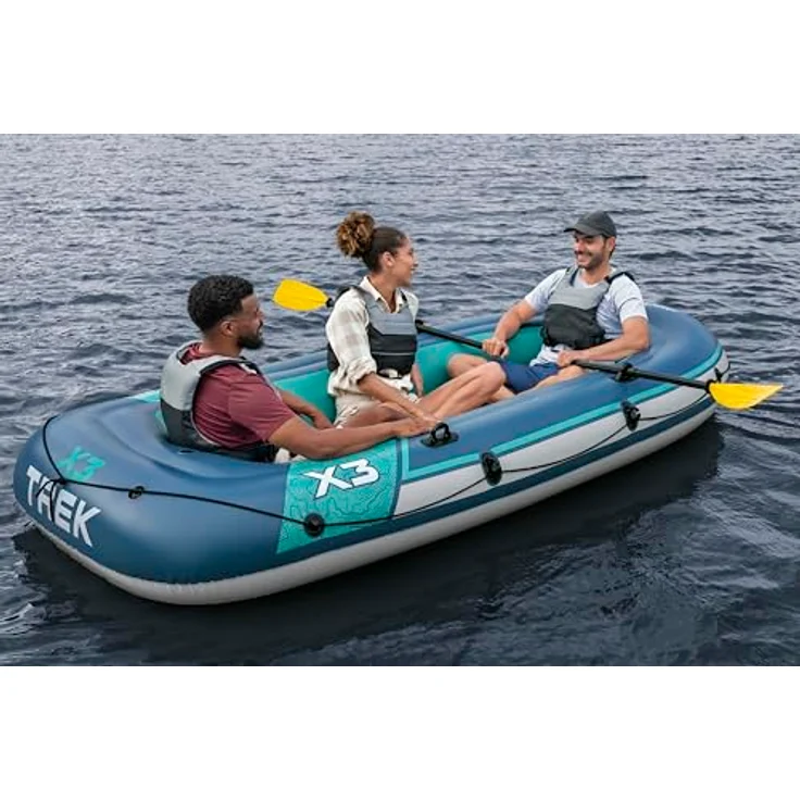 Bestway Hydro Force Trek X3, Schlauchboot (294 cm) für 3 Erwachsene, 360 kg Tragfähigkeit, strapazierfähiges Inflata-Shield-Material, stabiler aufblasbarer Boden – Bild 2