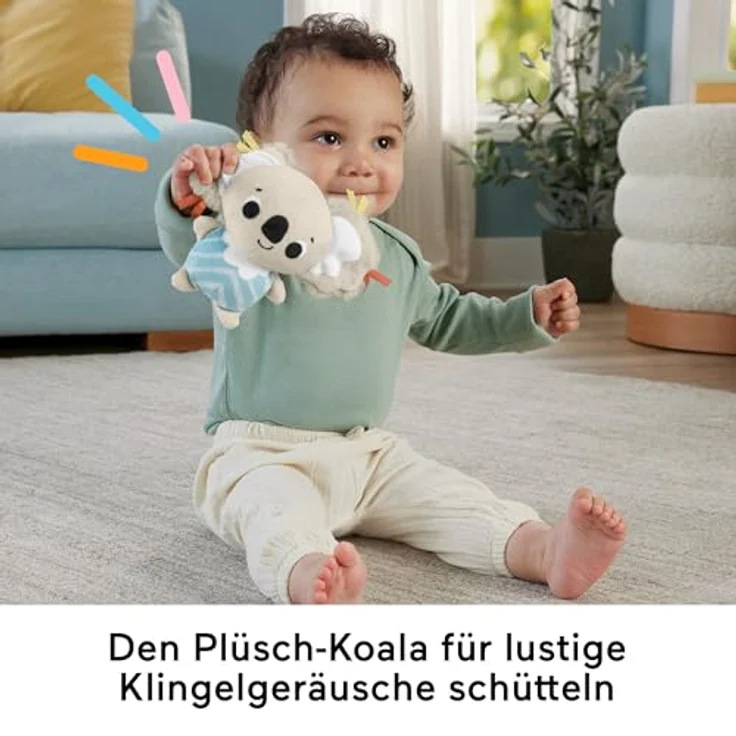 Fisher-Price® Simply Senses Spieldecke mit Spielbogen, sensorische Erlebnisdecke mit 6 frei positionierbaren Spielzeugen, Koala und Mobile, farbenfroh – Bild 4