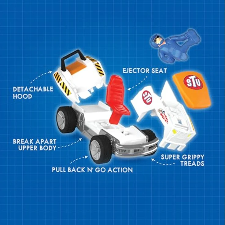 BANDAI Stuntman STU Crash-Buggy mit Rückziehauto und Stuntman-Figur, Spielzeug ab 4 Jahren - robust und stoßfest, fördert Koordination und Fantasie – Bild 5
