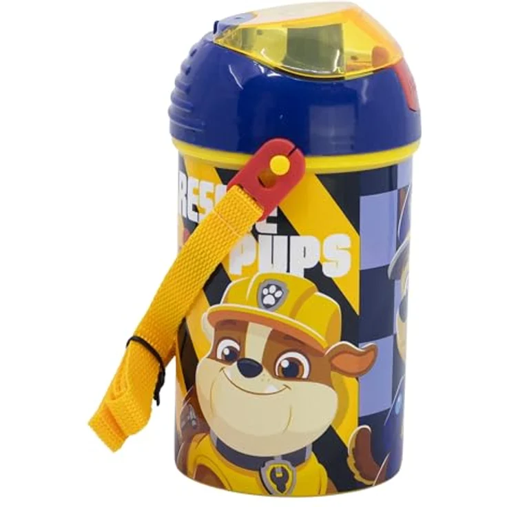 Stor Wiederverwendbare Flasche Robot Pop Up mit Strohhalm, 450 ml, BPA-frei, PAW PATROL BOY RESCUE PUPS – Bild 3