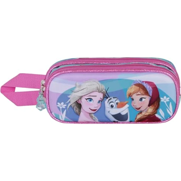 Disney Die Eiskönigin 2 (Frozen 2) Family-3D Doppelfedermäppchen, Blau, 2 Fächer mit Reißverschluss, geprägte Front, 22 x 10 cm – Bild 2