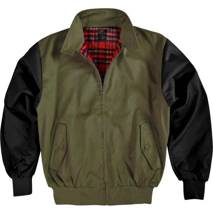 normani Blouson Herren Harrington Jacke Retro Blouson English Style mit kariertem Innenfutter Karofutter, Rot/Tartan