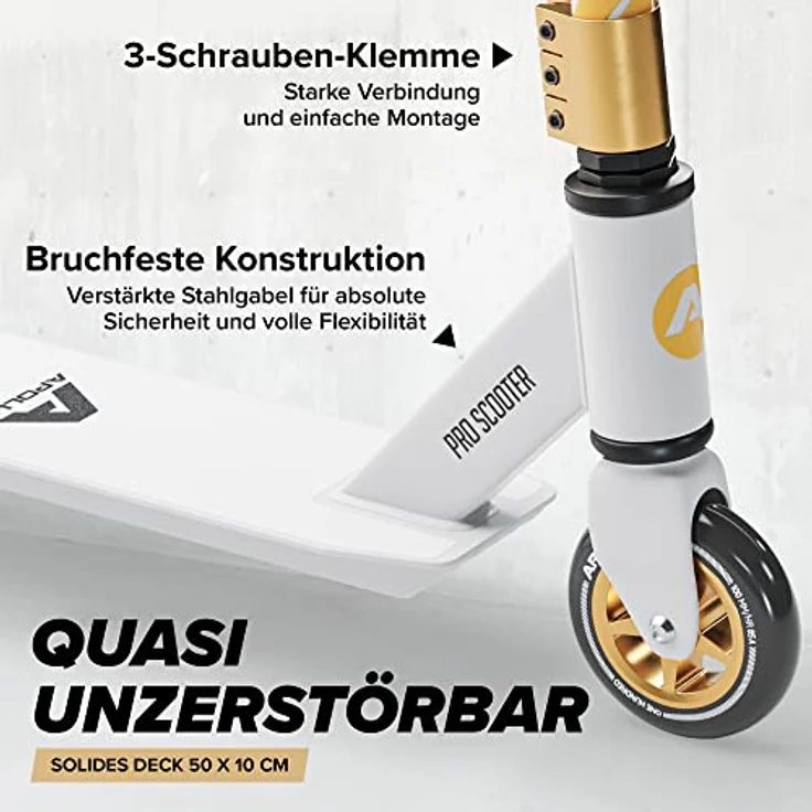 Apollo Stunt Scooter - Genius Pro | Robuster mit ABEC 9 Kugellager | Trick Roller, Tretroller, Starker Stuntroller | Top Scooter Kinder ab 6 Jahre | perfekt auch als Cityroller – Bild 4