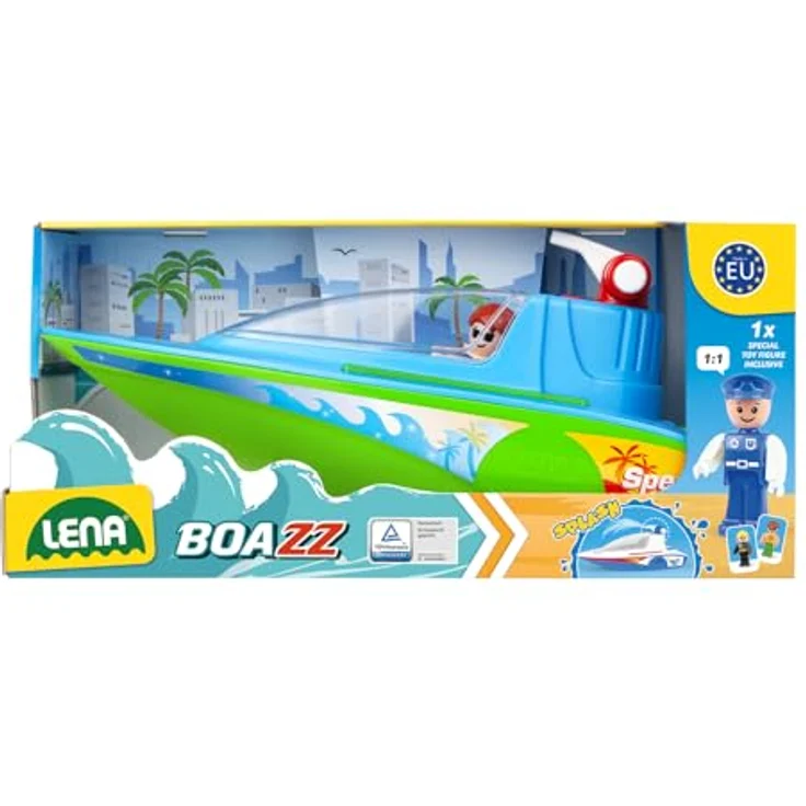Lena® Spielzeug-Boot Boazz Sportboot mit Pumpe und Spritzfunktion, inklusive Spielfigur, 36 cm, Made in Europe – Bild 5