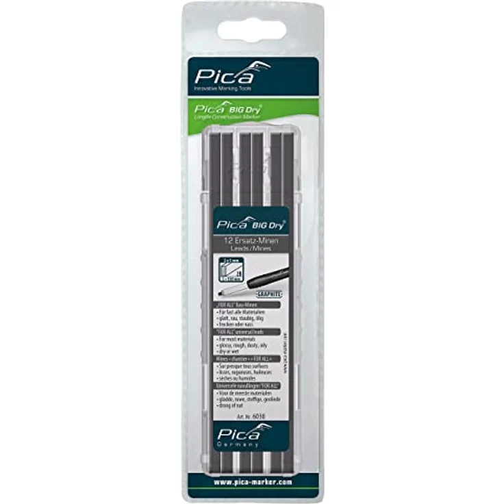 Pica Druckbleistift BIG DRY, Ersatz-Minen FOR ALL Graphit 2B, 12 Stück im Minenetui – Bild 4