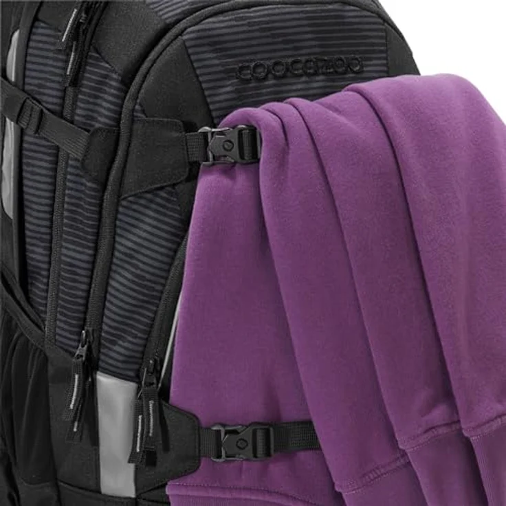 Coocazoo Schulrucksack-Set MATE „Dark Mission“ 5-tlg., ergonomischer 30L Tornister, höhenverstellbar mit Hüftgurt, schwarz, inkl. Federmäppchen, Sporttasche und Geldbörse – Bild 3