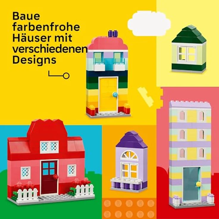 LEGO Classic Kreative Häuser, Bausteine-Set für Kinder, Konstruktionsspielzeug mit 850 Steinen, Haus-Bauen-Spielzeug mit Zubehör, Geschenk für Jungen und Mädchen ab 4 Jahren 11035 – Bild 3