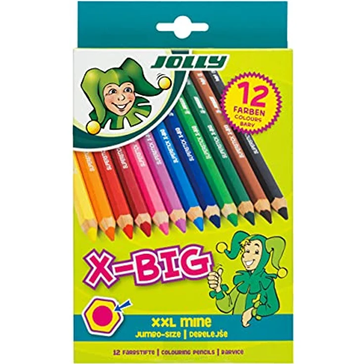 Jolly X-BIG Buntstifte | 12 Extradicke Farbstifte | Extrem Bruchsicher und Langlebig | Ungiftig | 12 Stück im Kartonetui – Bild 2