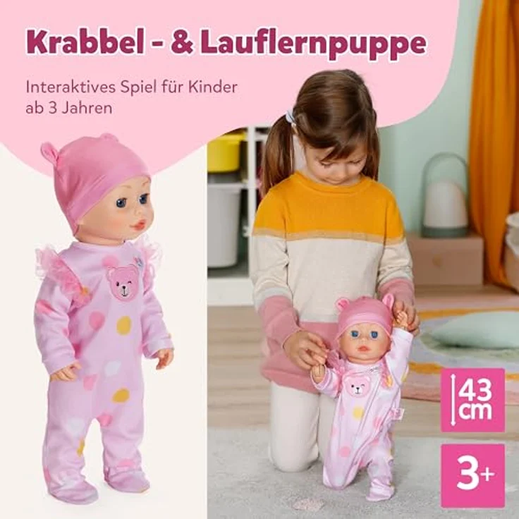 Baby Born Stehpuppe Emily, 43 cm Laufhilfe mit Babygeräuschen und krabbelnder Funktion – Bild 8