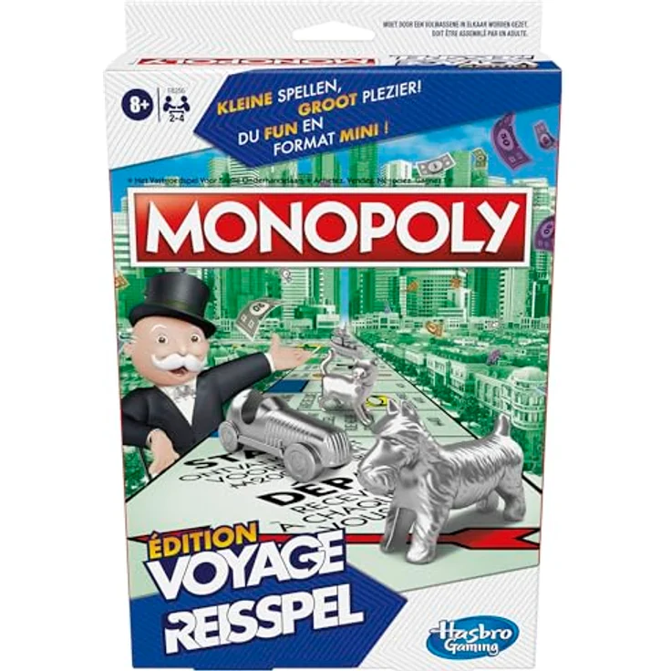 Hasbro Monopoly Reisespiel, Belgische Edition, kompaktes Brettspiel für 2-4 Spieler, ideal für unterwegs – Bild 1