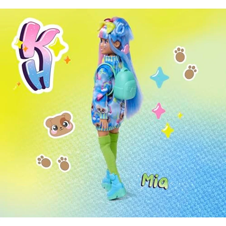 SIMBA Anziehpuppe Kawaii Hi Mia, bewegliche Fashion-Puppe mit rosa-blauen Haaren, 26 cm, inkl. Hund Choco und Zubehör – Bild 7